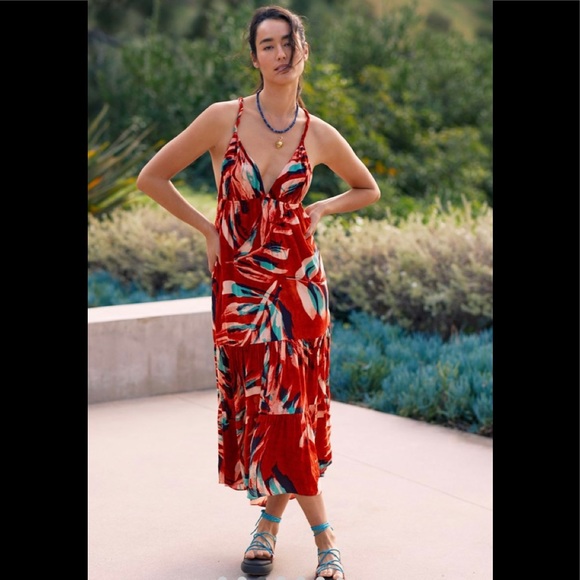 NWT ANTHROPOLOGIE DANIKA TIERED MIDI DRESS XL - Picture 3 of 9